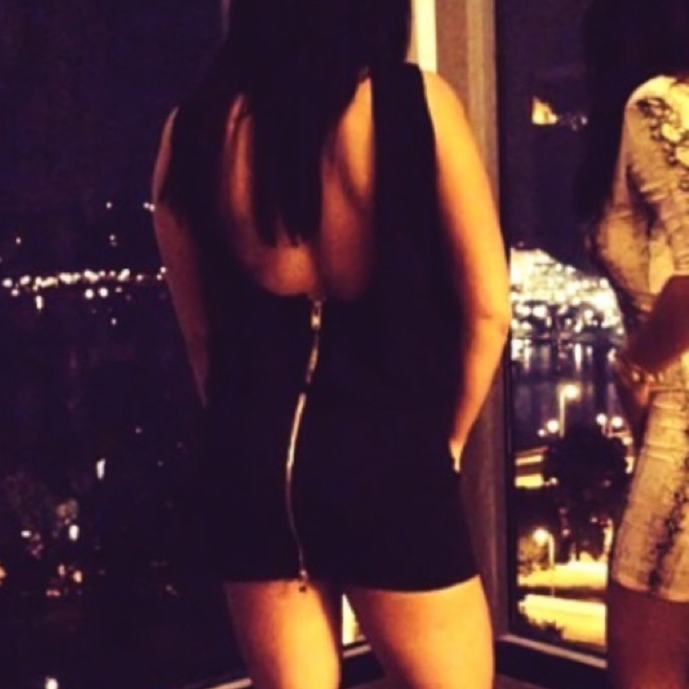 Black low back minidress